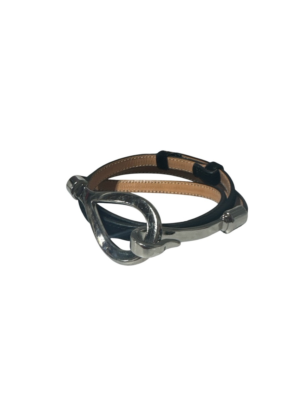 Annabella Women’s Black Leather Hook Belt – Adjustable OS